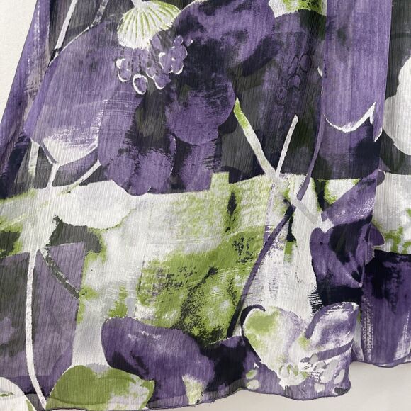 XOXO Women Y2K Floral Top Large Multi Floral Cap Sleeve Sheer 90s Artsy Eclectic - Picture 4 of 9